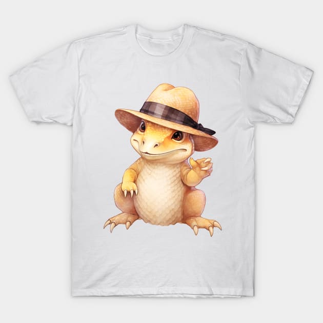 Komodo Dragon in Straw Hat T-Shirt by Chromatic Fusion Studio